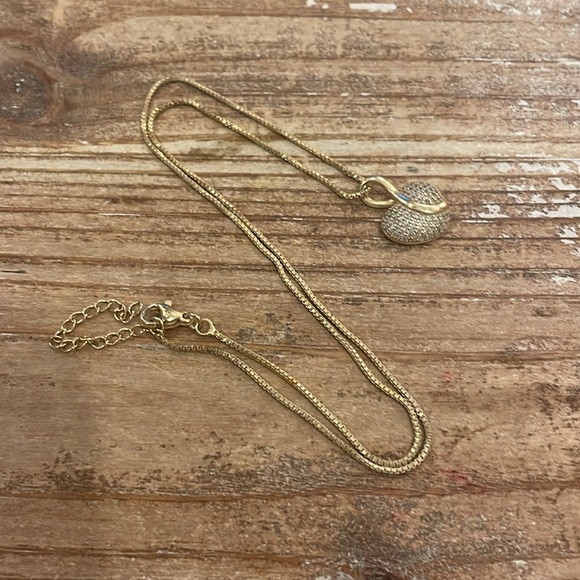 Vintage Gold Silver Tone Heart Pendant Choker Collar Statement Necklace - Picture 3 of 3